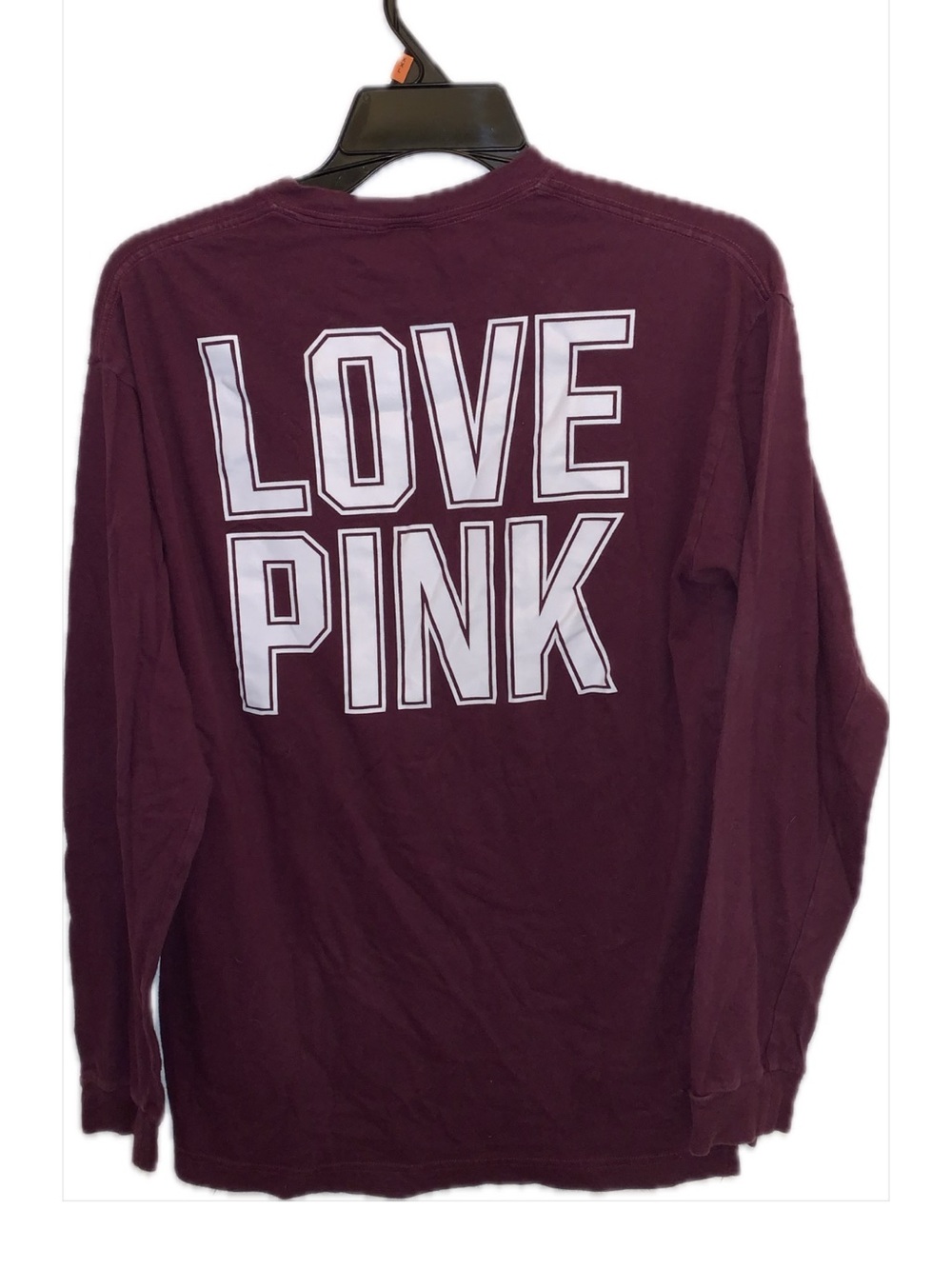 PINK Victoria's Secret Long-Sleeve Tee with LOVE PINK Back Graphic - Maroon